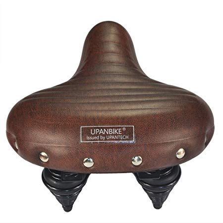 UPANBIKE Bike Saddle Super-Soft Comfortable Leather Shock Absorption Widened Bicycle Seat Suspension Cushion