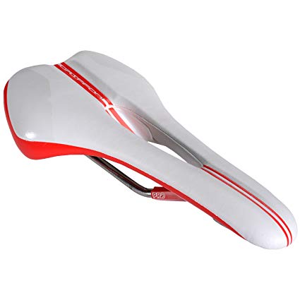 PRO Griffon Flow 132mm Ti Rail Saddle - WHITE/RED