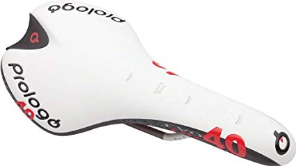 Prologo Nago Evo Tri40 TS Saddle - White/Black w/Solid Titanium Rails